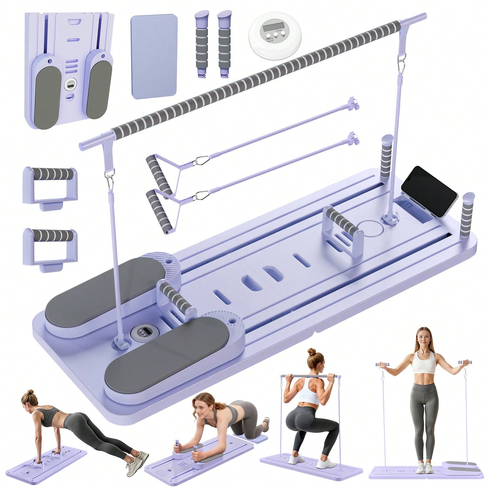 Fitness Equipment - Reformer Pilates dengan Bar, Papan Pilates