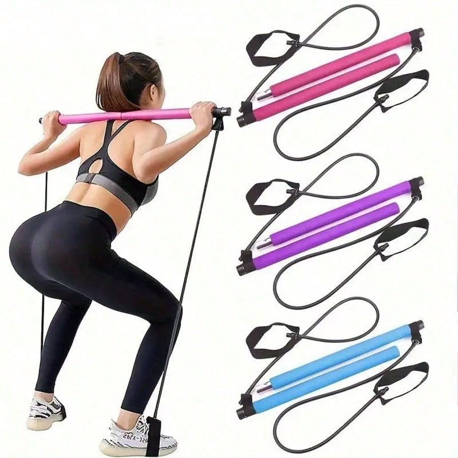 Pilates Bar Kit With Resistance Bands - Set Alat Pilates dengan Pita Resistensi,