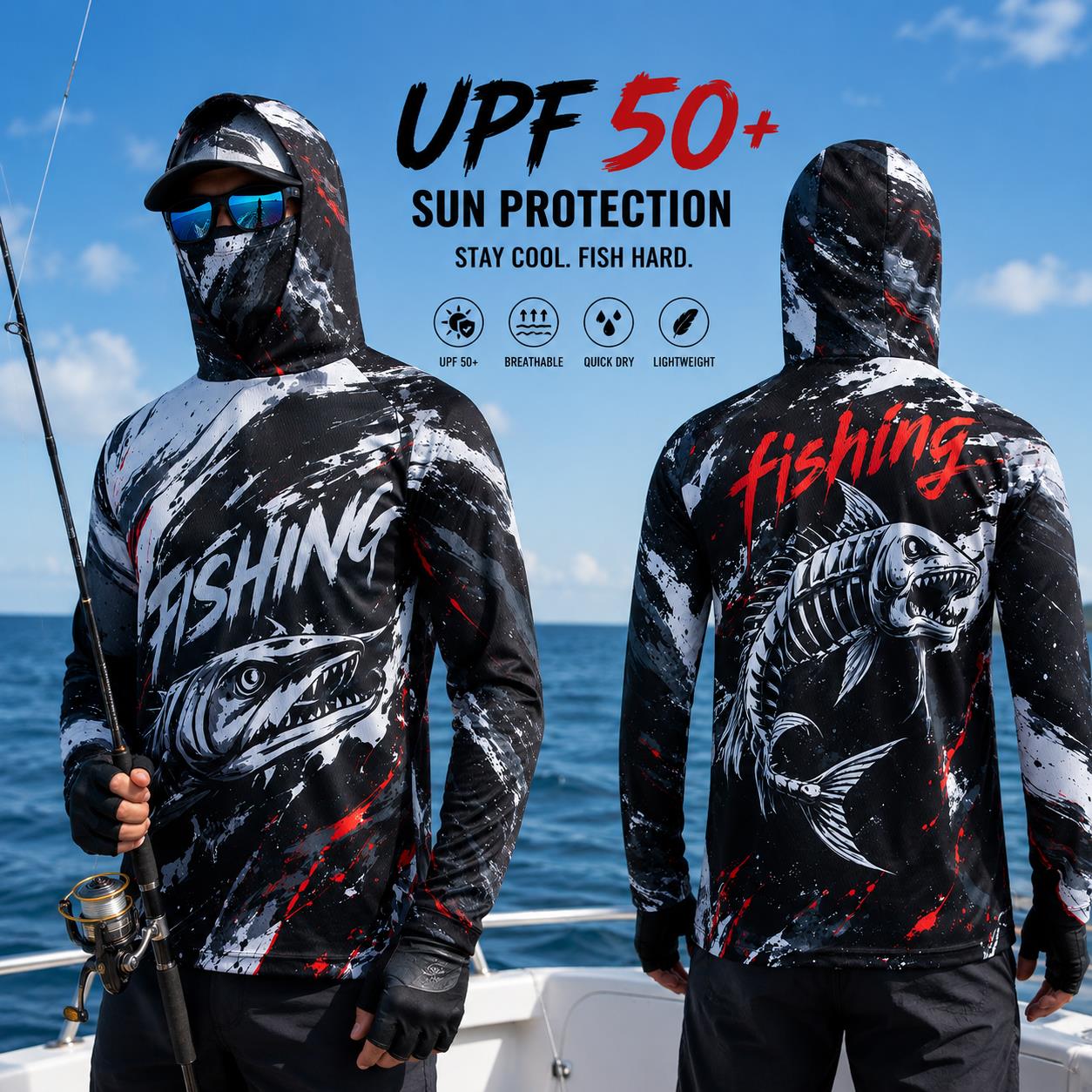 Fishing - Hoodie Pancing Pria Cepat Kering dan