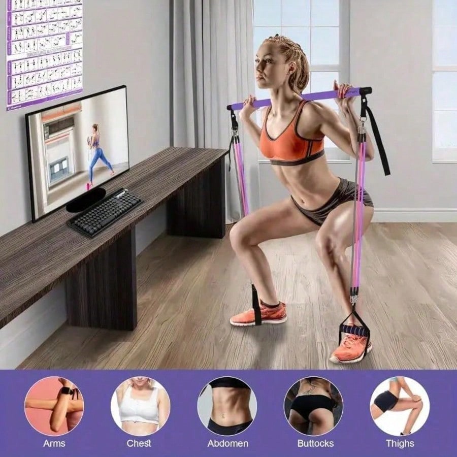 Set Alat Pilates dengan Pita R - Pilates Bar Kit With Resistance Bands ulasan dan harga