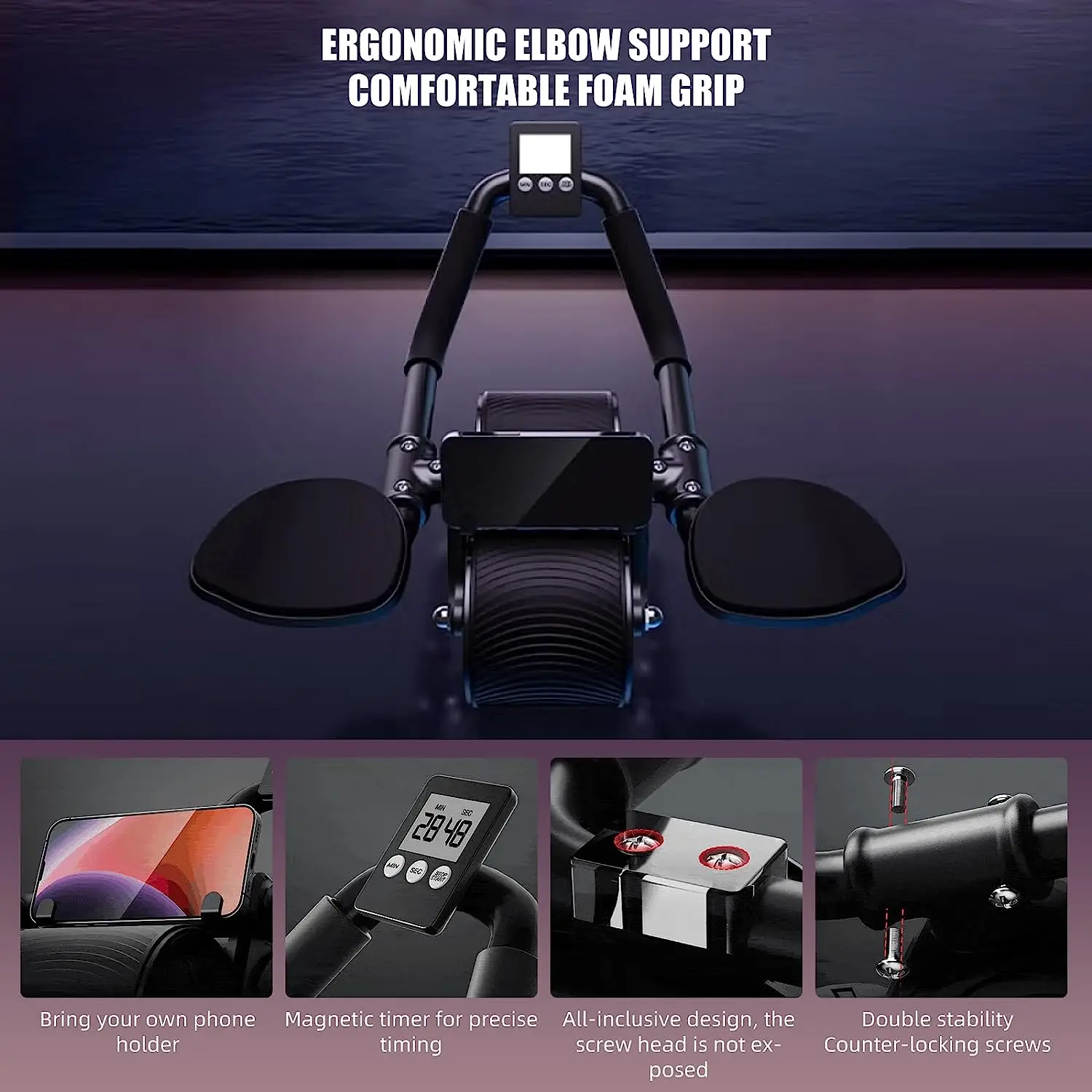 Alat Latihan Otot Perut dengan - Ab Roller Wheel With Elbow Support ulasan dan harga