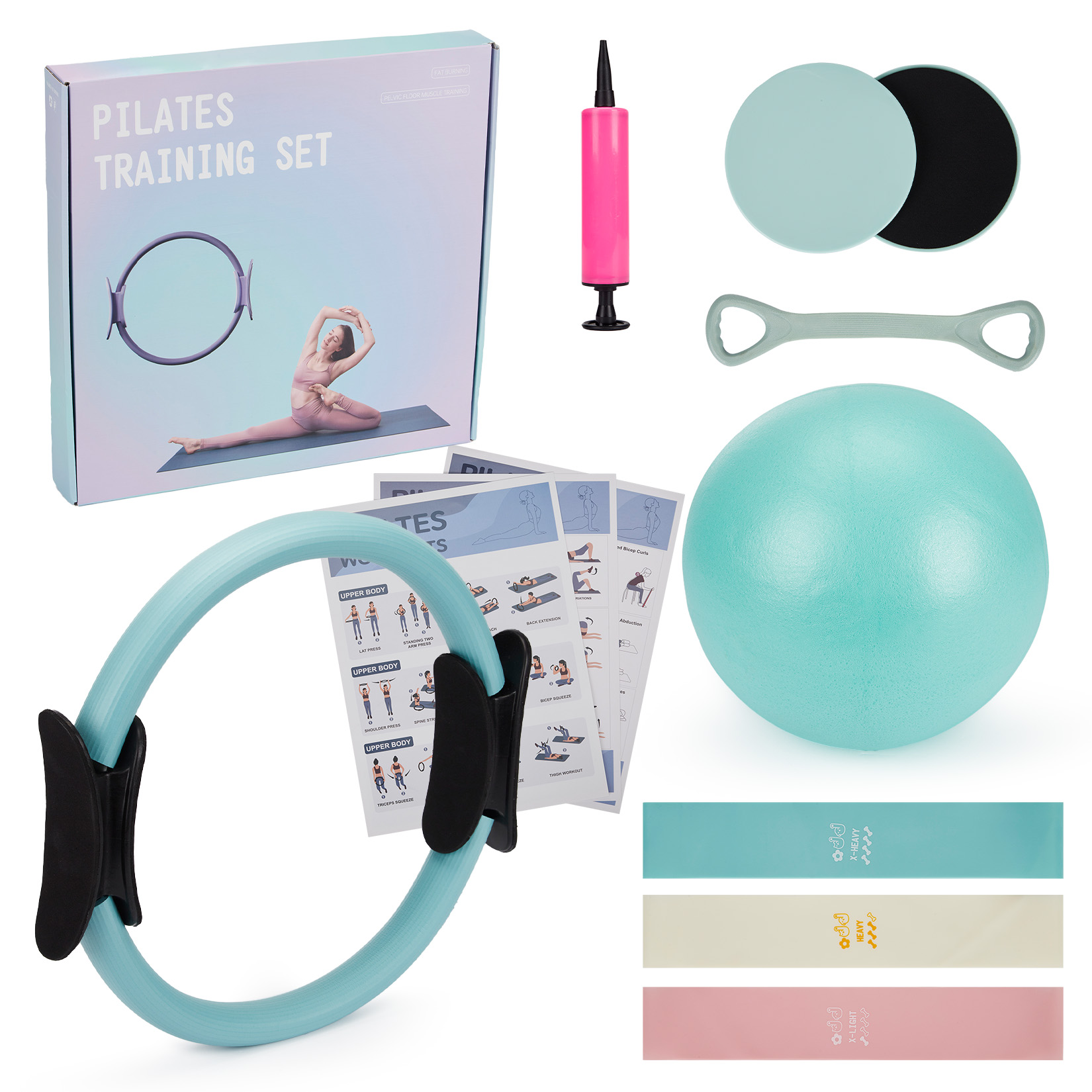 Set Latihan Pilates, Ring Pila - Pilates Bar Kit With Resistance Bands ulasan dan harga